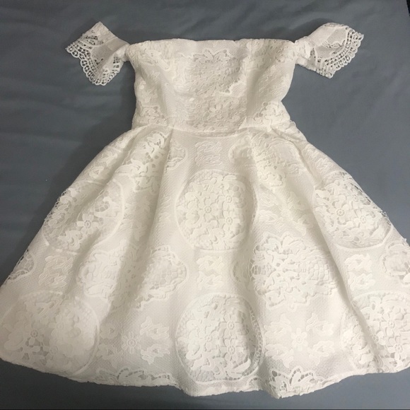 STYLESTALKER White Perini Dress Lace Off Shoulder - Picture 6 of 12